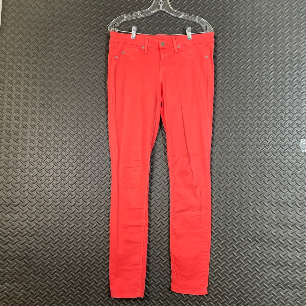Gray Saks Fifth Avenue Coral Pink Skinny Jeans Womens Size 29 Low Rise Stretch‎